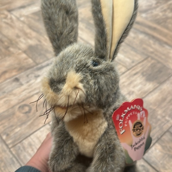 Folkmanis Jack Rabbit Brown Full Body Bunny Plush Stuffed Hand Puppet NWT - Picture 6 of 6